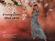 Angel's Store - Black Satin Evening Gown Dress (BOX)