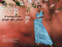 Angel's Store - Bright Blue Satin Evening Gown Dress (BOX)