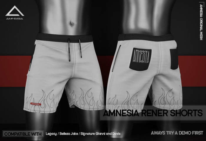 # AMNESIA - Rener Shorts - White Flame