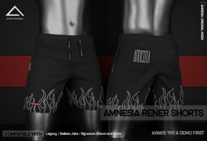# AMNESIA - Rener Shorts - Black Flame