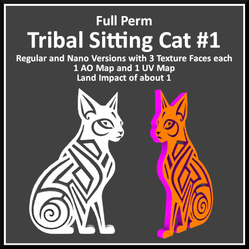 Full Perm Tribal Sitting Cat #1