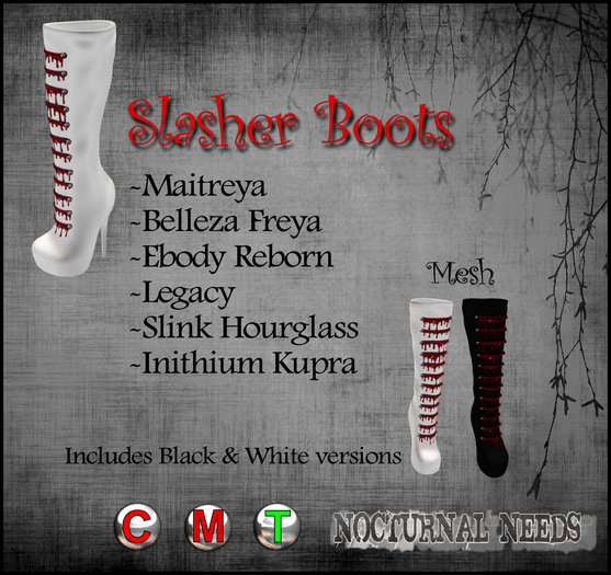 Mesh Slasher Boots - Black and White Included