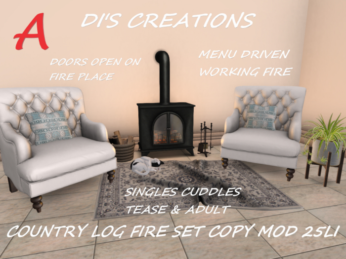 COUNTRY LOG FIRE SET