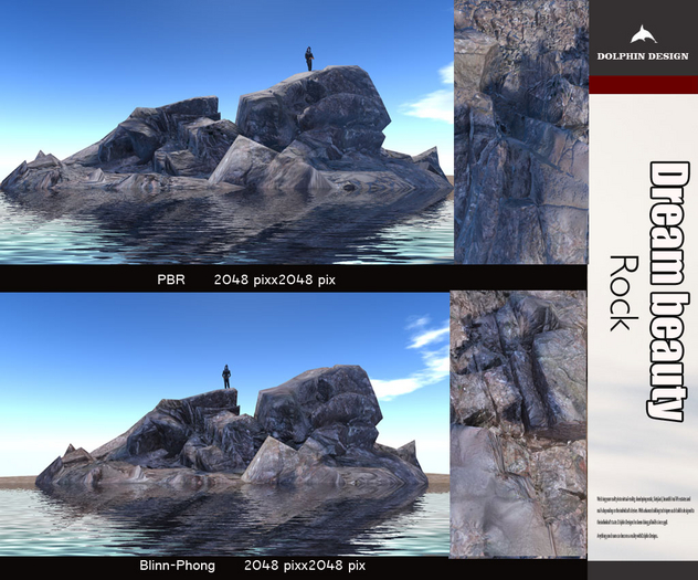[Dolphin Design]Dream beauty rock2K PBR+BP material 　