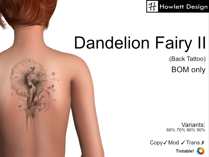 [HDesign] Dandelion Fairy II (Back Tattoo)