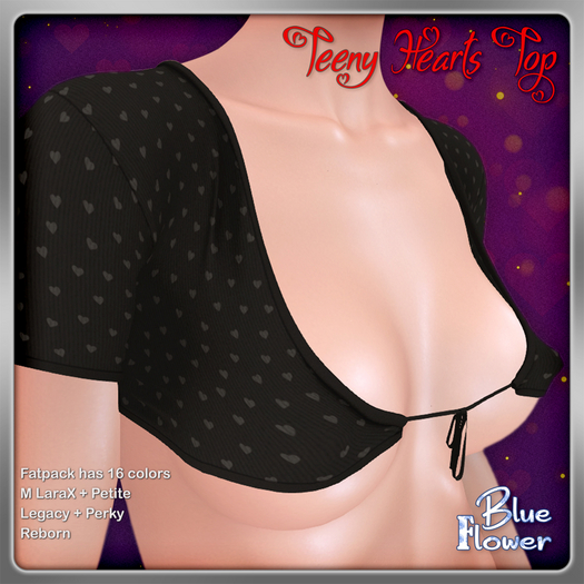Blue Flower  - Teeny Hearts Top - Fatpack
