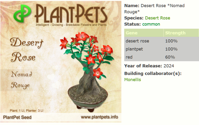 PlantPet Seed [Desert Rose *Nomad Rouge*]