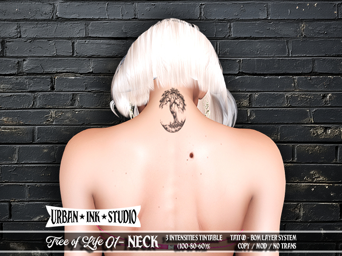 ..:UIS:.. Neck Tattoo - Tree of Life 01 BW