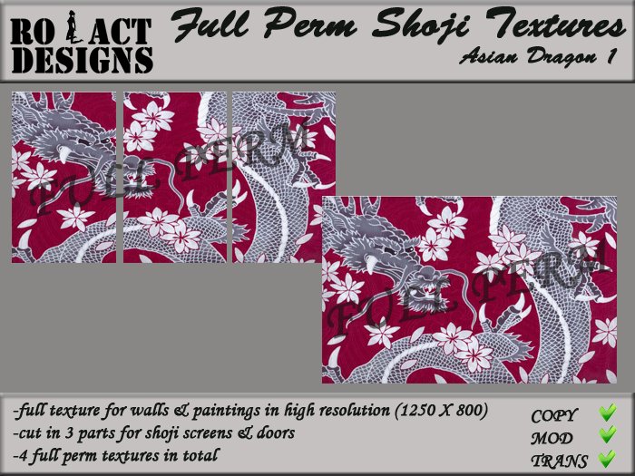 ..::RO!ACT::..DESIGNS Full Perm Asian Textures - Asian Dragon 1