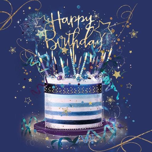 birthday cake blue background