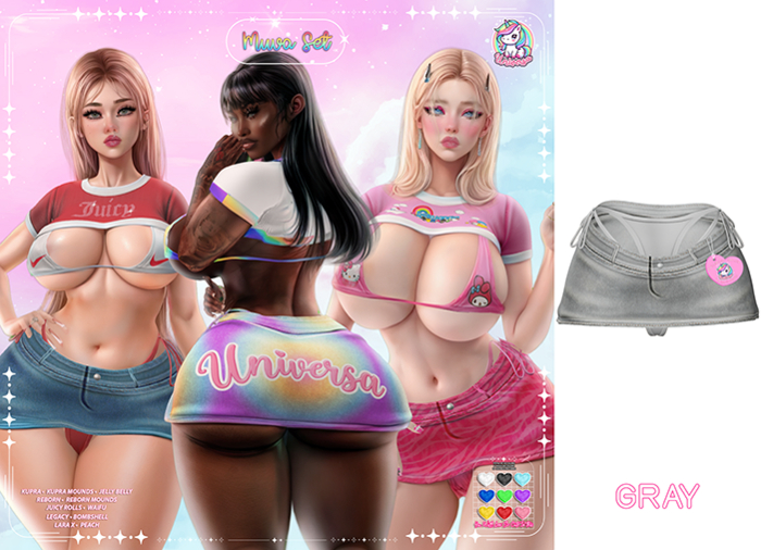 #UNIVERSA - Muva Set  [SKIRT] - Gray - Kupra - Lara X - Reborn - Legacy - Peach - Bombshell - Waifu - Juicy - Mounds