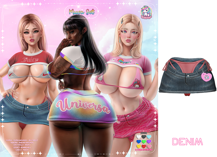 #UNIVERSA - Muva Set  [SKIRT] -DENIM - Kupra - Lara X - Reborn - Legacy - Peach - Bombshell - Waifu - Juicy - Mounds