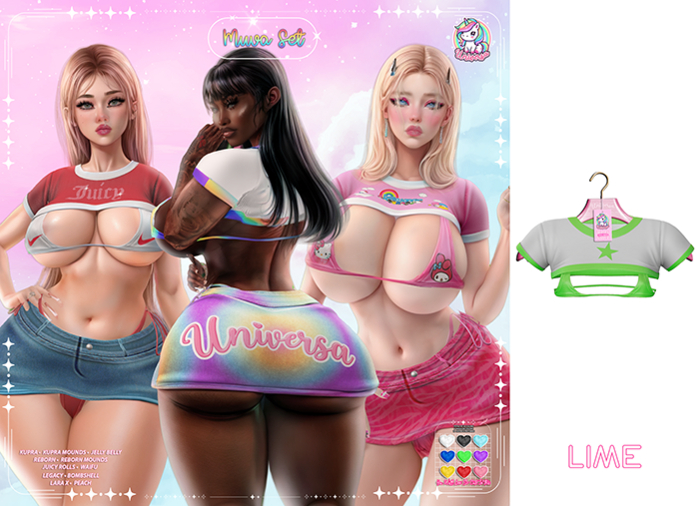 #UNIVERSA - Muva Set  [TOP] - Lime - Kupra - Lara X - Reborn - Legacy - Peach - Bombshell - Waifu - Juicy - Mounds