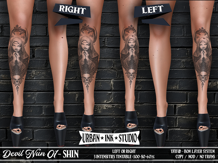 ..:UIS:.. Shin Tattoo - Devil Nun 01 BW