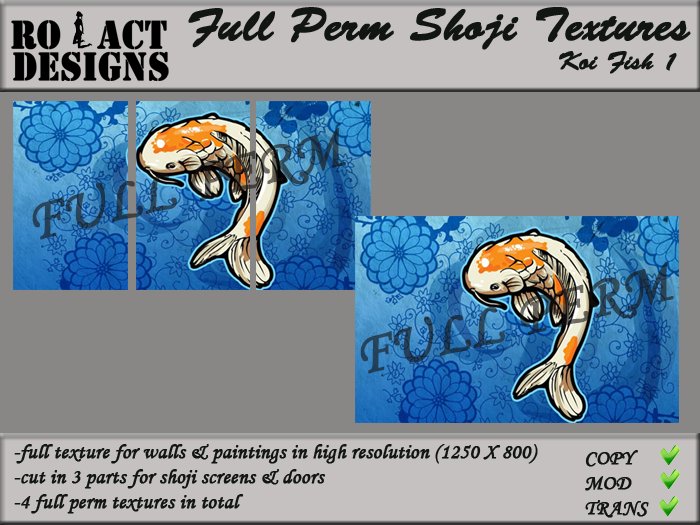 ..::RO!ACT::..DESIGNS Full Perm Asian Textures - Asian Koi Fish 1