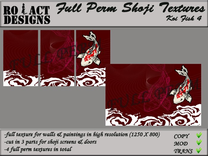 ..::RO!ACT::..DESIGNS Full Perm Asian Textures - Asian Koi Fish 4
