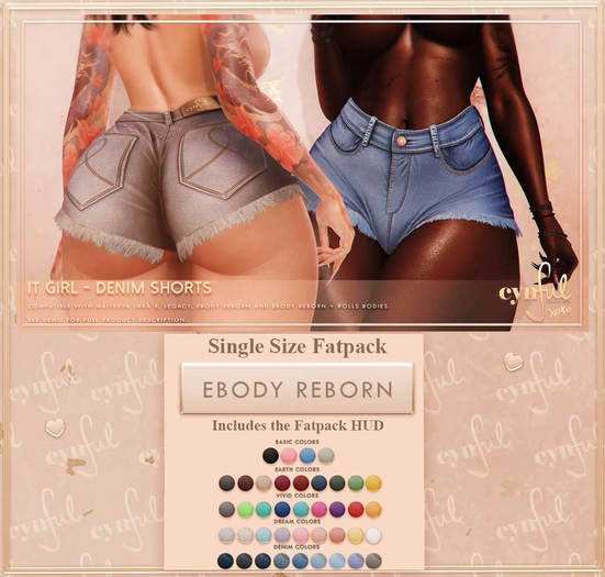 Cynful It Girl - Denim Shorts - eBody Reborn  (Single Size Fatpack)