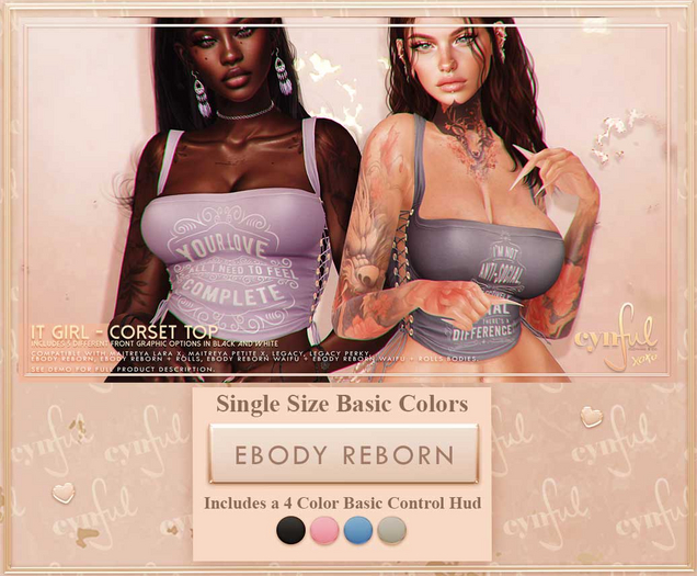 Cynful It Girl - Corset Top - eBody Reborn  (Single Size Basic Colors)