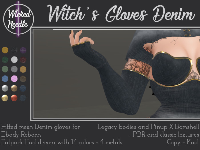 ~W-N~ Witch's gloves Denim + PBR