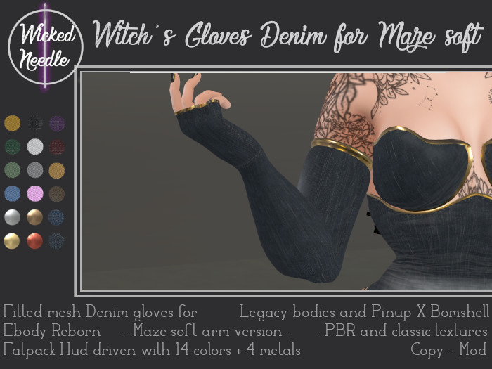 ~W-N~ Witch's gloves Maze Soft Denim + PBR