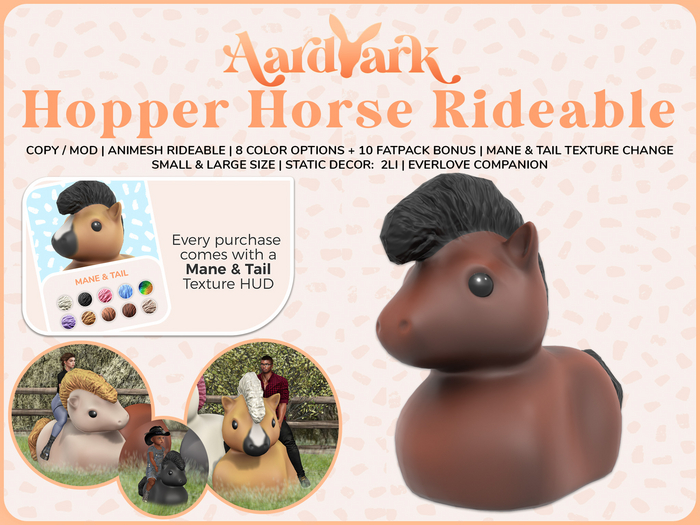 Aardvark : Hopper Horse Animesh Rideable  - Chestnut 