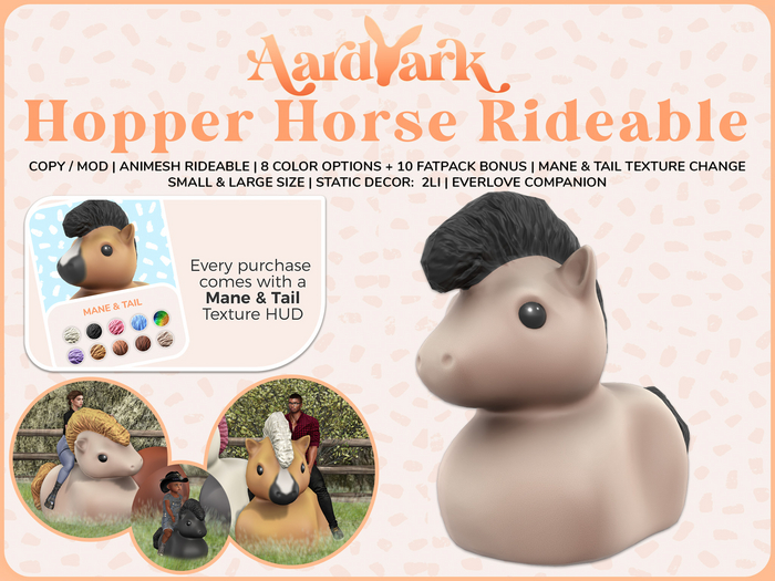 Aardvark : Hopper Horse Animesh Rideable  - Cream 