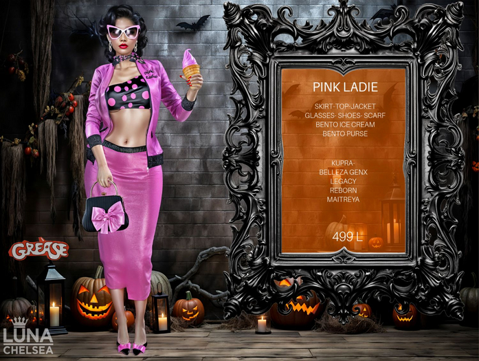 ⭐ Costume,Grease Pink Ladies Costume Set,Halloween Costume,