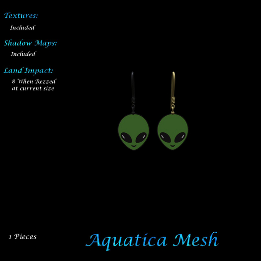 Aquatica Mesh - AM026046 Alien - Green Face Earrings