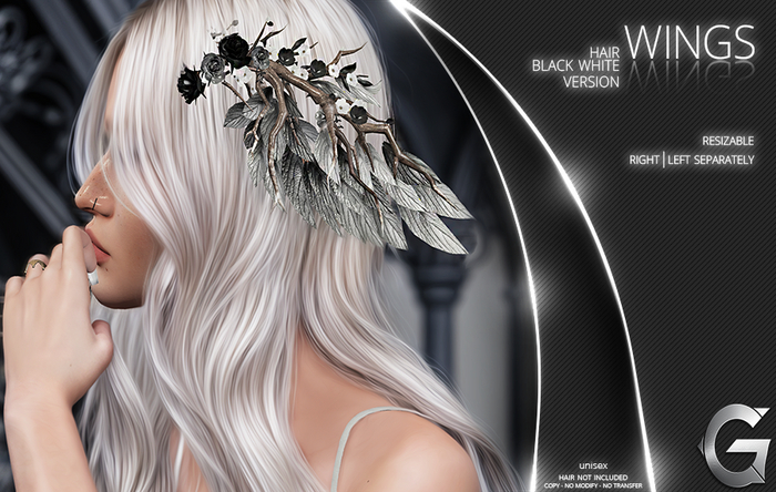 {geek store} Hair Wings BW version