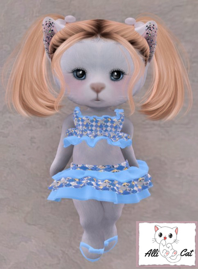 Blue Patchwork Blue Dress Set