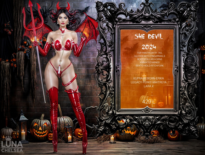 ⭐ Halloween Costume, She Devil ,2023, Devil, Demon, Costume Set, All Included.