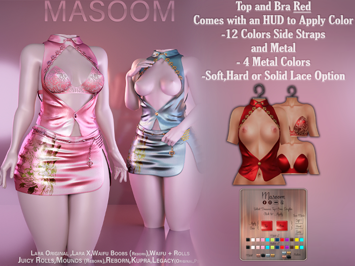 [[ Masoom ]] Velvet Dreams Top and Bra - Red