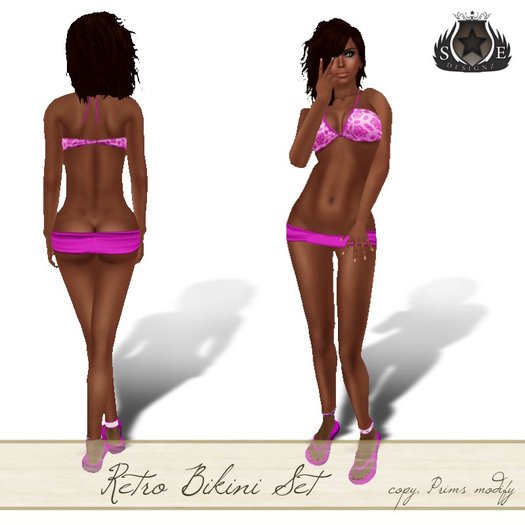[SE*Designz] Retro Bikini Set - pink Neckholder