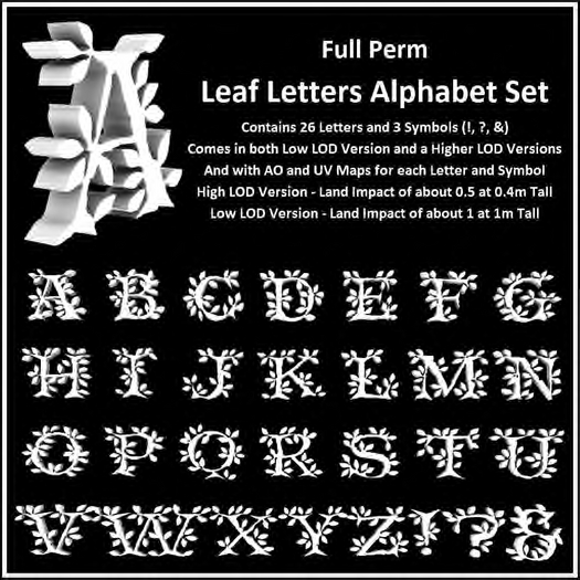 Full Perm Leaf Letters Alphabet Set