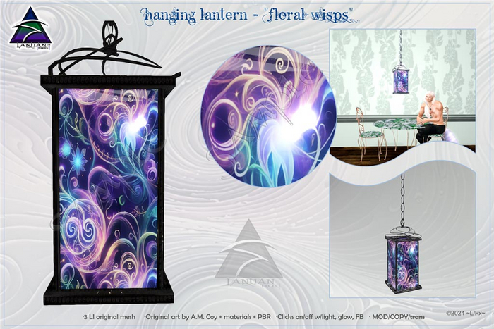 ~L/Fx~Square Lantern - "Floral Wisps" with PBR!