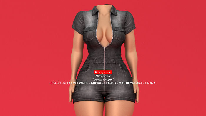 Nitropanic_Denim Romper Black (ADD)