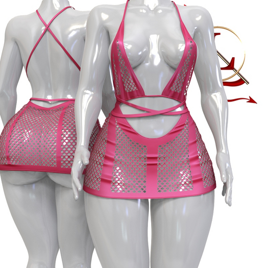 Fuchsia Fishnet Remmy DRESS REBORN