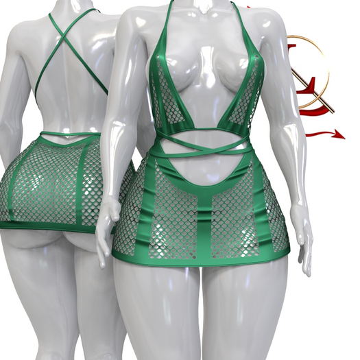 Green Fishnet Remmy DRESS LARAX