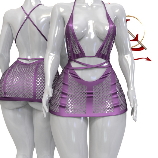 Purple Fishnet Remmy DRESS LARAX