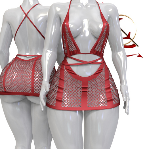 Red Fishnet Remmy DRESS LARAX
