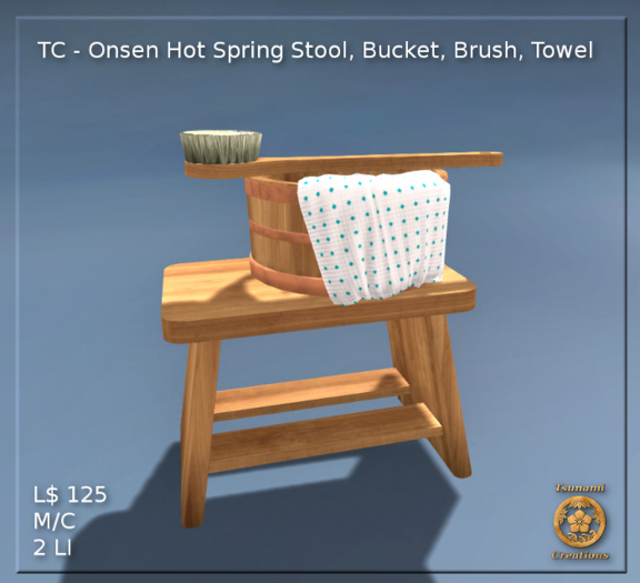 TC - Onsen Hot Spring Stool, Bucket, Brush, Towel