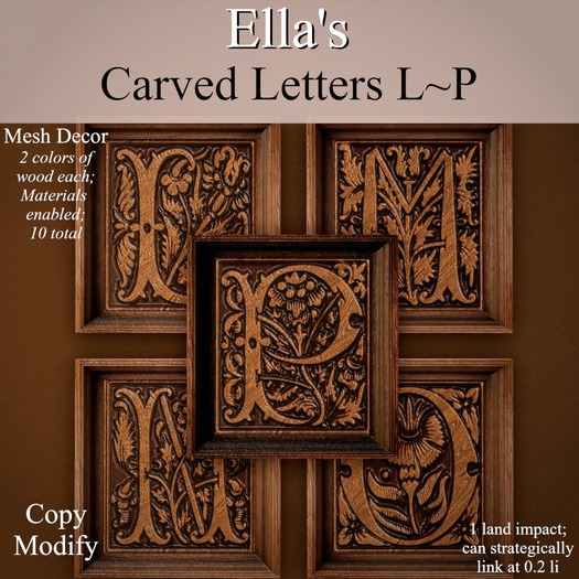 Ella's Carved Letters L-P