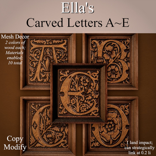 Ella's Carved Letters A-E