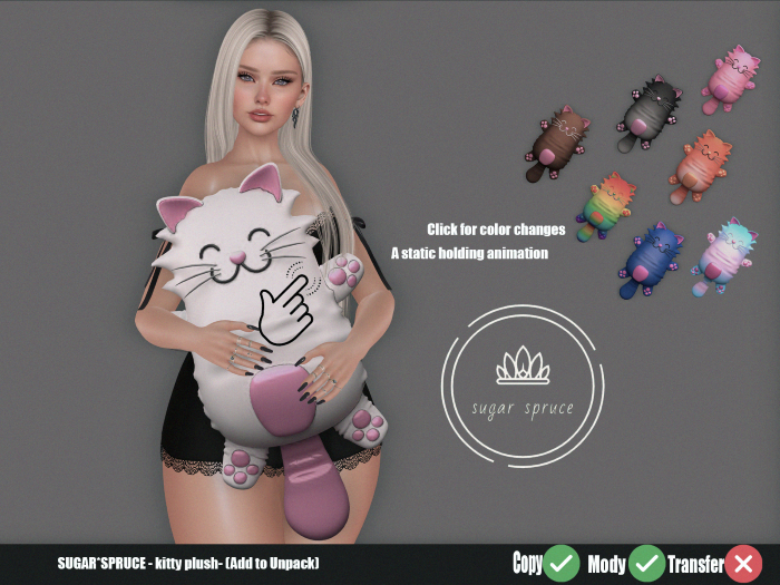 SUGAR SPRUCE - kitty plush single pose (ADD TO UNPACK)