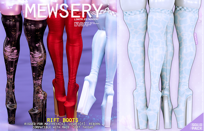 #Mewsery Rift Boots{Cow.Blue} - Requires the MAZE “Soft Thighs” Mod