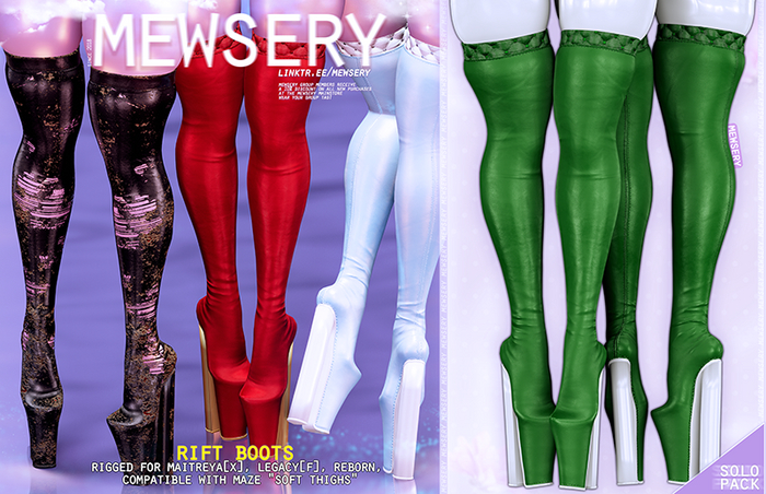 #Mewsery Rift Boots{Emerald} - Requires the MAZE “Soft Thighs” Mod