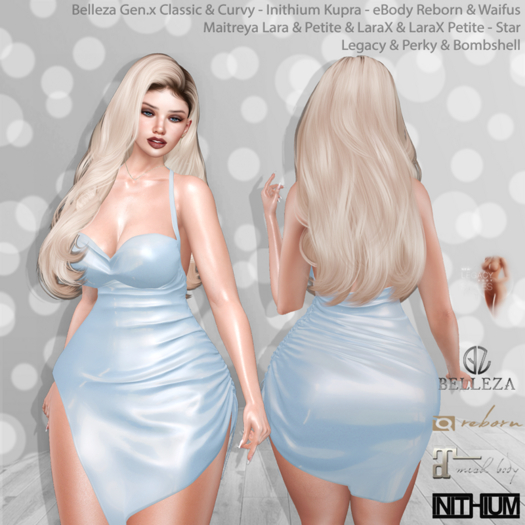 Elyse Dress Blue: Belleza Gen.X - Inithium Kupra - eBody Reborn & Waifu - Maitreya LaraX - Legacy Perky Bombshell