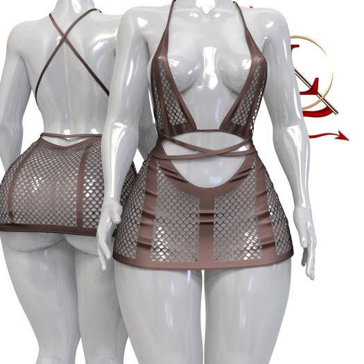 Brown Fishnet Remmy DRESS WAIFUS