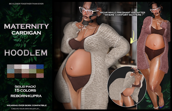 Hoodlem - Maternity Cardigan (solid) (Reborn+Kupra)