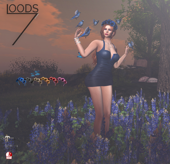 LOODS7 Redniv headband flowers blue (add)